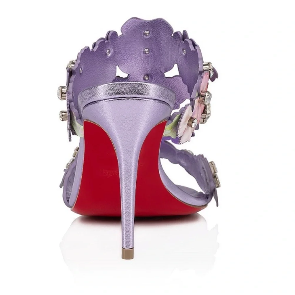 Christian Louboutin Flora 85mm crystal accent wedding heels RETAIL 2,995